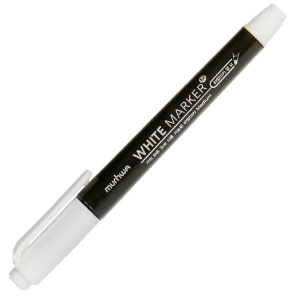 Маркер перманентный MunHwa белый, пулевидный, 2-4мм Маркер перманентный MunHwa белый, пулевидный, 2-4мм