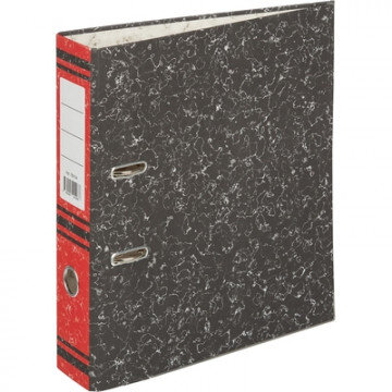 Папка-регистратор 75 мм (+/- 5 мм)мрамор,мет.уг.,красный корешок