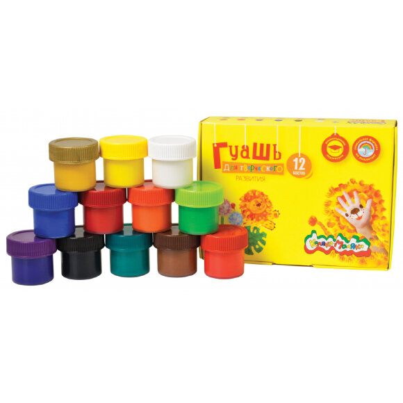 Гуашь Каляка-Маляка 12 цв., 17,5 мл., ГКМ12/17