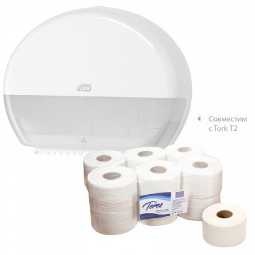 Бумага туалетная д/дисп Терес Эконом мини 1сл бел 200м 12рул/уп T-0024