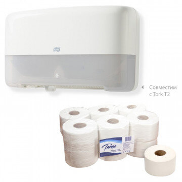 Бумага туалетная д/дисп Терес Эконом мини 1сл бел 200м 12рул/уп T-0024