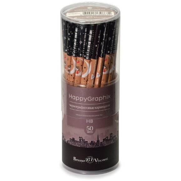 Карандаш чернографитный HappyGraphix романтика крафт HB 2 мм б/л21-0030/34