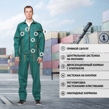 Спец.одежда летняя Костюм мужской Мастер/л06-КБР зел. (р.44-46) 182-188