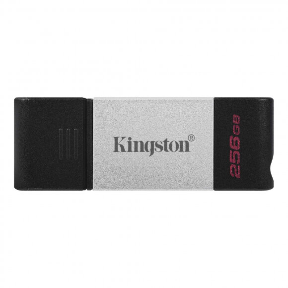 Флеш-память Kingston DataTraveler 80, USB-C 3.2 G1, сереб/чер, DT80/256GB Флеш-память Kingston DataTraveler 80, USB-C 3.2 G1, сереб/чер, DT80/256GB