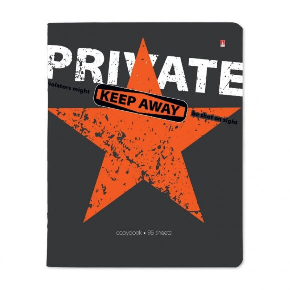 Тетрадь общая А5 96л клетка,скрепка,обл.карт.KEEP AWAY 5диз 7-96-1171