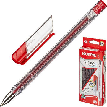 Ручка шариковая KORES К11 неавт M(1мм) треуг.корп., масляная, красная Ручка шариковая KORES К11 неавт M(1мм) треуг.корп., масляная, красная