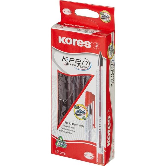Ручка шариковая KORES К11 неавт M(1мм) треуг.корп., масляная, красная Ручка шариковая KORES К11 неавт M(1мм) треуг.корп., масляная, красная
