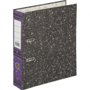 Папка-регистратор 75 мм (+/- 5 мм)мрамор,мет.уг.,фиолет.корешок