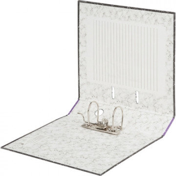 Папка-регистратор 75 мм (+/- 5 мм)мрамор,мет.уг.,фиолет.корешок