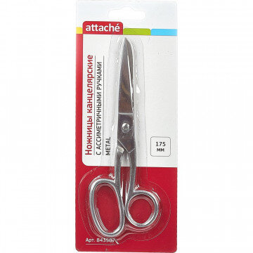 Ножницы Attache Metal 175 мм, ассиметричные ручки, цельнометаллические