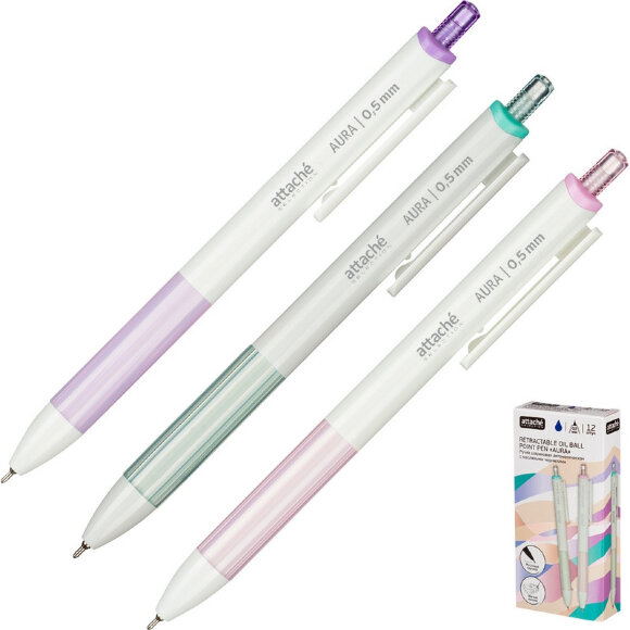 Ручка шариковая Attache Selection Aura. син.. автом.. корп.ассорти Ручка шариковая Attache Selection Aura. син.. автом.. корп.ассорти