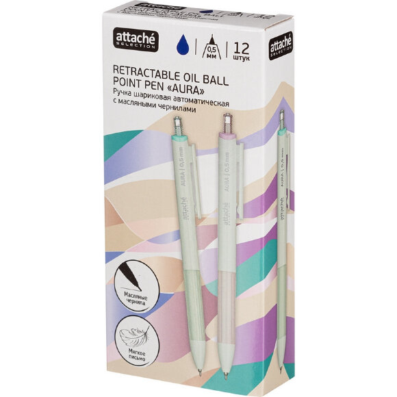 Ручка шариковая Attache Selection Aura. син.. автом.. корп.ассорти Ручка шариковая Attache Selection Aura. син.. автом.. корп.ассорти