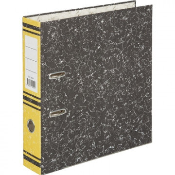 Папка-регистратор 75 мм (+/- 5 мм)мрамор,мет.уг., желтый корешок