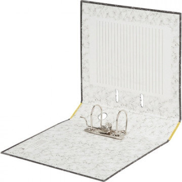 Папка-регистратор 75 мм (+/- 5 мм)мрамор,мет.уг., желтый корешок