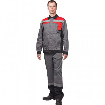 Спец.одежда летняя Костюм муж. л19-КБР сер/красн кур/бр (р.56-58) 182-188