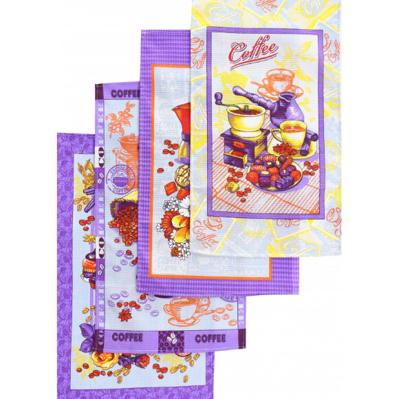 Набор кух. полотенец 35х60- 4 шт., вафля 160 гр/м2, Кофе микс