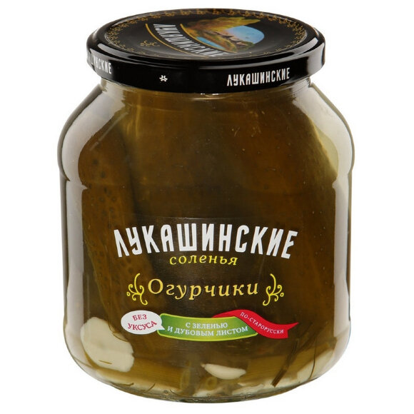 Консервация Огурчики Лукашинские СОЛЁНЫЕ по-старорус. с дуб. Листом, 670г