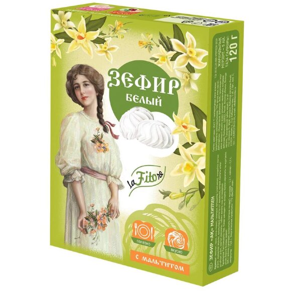 Зефир LaFitore без сахара с мальтитом белый, 120г