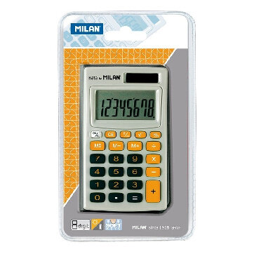 Калькулятор Milan 8-разр,в чехле, двойное питание, серо-оранжевый 150208OBL