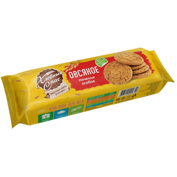 Печенье Хлебный Спас особое овсяное на сахаре, 250г