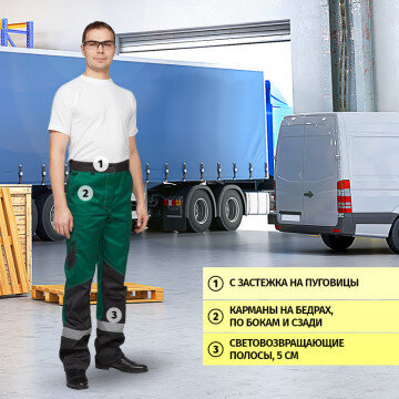 Спец.одежда летняя Костюм мужской л21-КБР зелен/черн. (р.44-46) 182-188