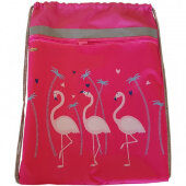 Мешок для обуви №1 School Фламинго 370x470 мм, карман сосветоотражателем
