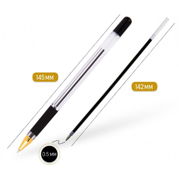 Ручка шариковая MunHwa MC Gold черная, 0,5мм, грип, 207857 Ручка шариковая MunHwa MC Gold черная, 0,5мм, грип, 207857