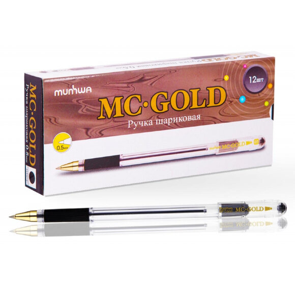 Ручка шариковая MunHwa MC Gold черная, 0,5мм, грип, 207857 Ручка шариковая MunHwa MC Gold черная, 0,5мм, грип, 207857