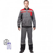 Спец.одежда летняя Костюм муж. л19-КБР сер/красн кур/бр (р.44-46) 182-188