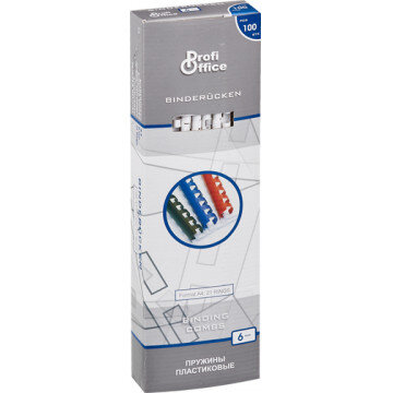 Пружины для переплета пластиковые ProfiOffice 6мм, белые 100шт/уп. Пружины для переплета пластиковые ProfiOffice 6мм, белые 100шт/уп.