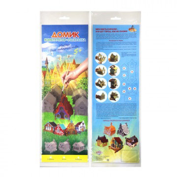 Набор для творчества сборный картонный домик для раскрашивания, Избушка