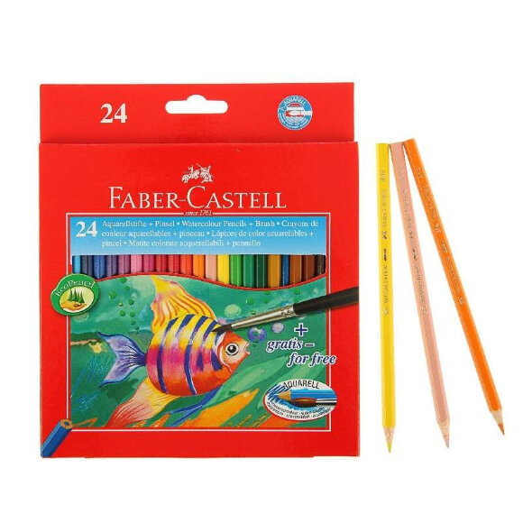 Карандаши цветные акварельные 24цв+кисть Faber-Castell, 114425