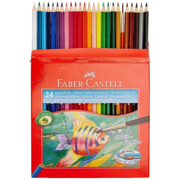 Карандаши цветные акварельные 24цв+кисть Faber-Castell, 114425
