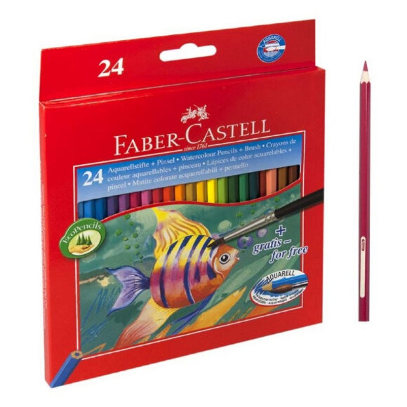 Карандаши цветные акварельные 24цв+кисть Faber-Castell, 114425