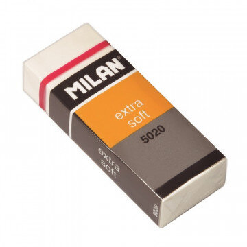 Ластик пластиковый Milan Extra Soft 5020, карт. держатель, белый