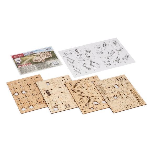 Сборная модель деревянная REZARK Пазл 3D фанера автокран, BIR-004