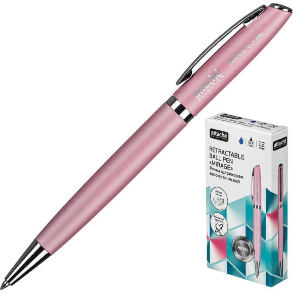 Ручка шариковая Attache Selection Mirage,син.ст.автомат, розовый корпус